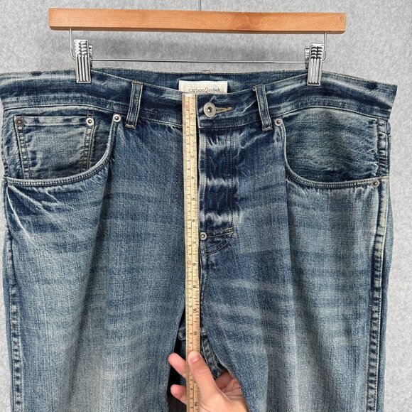 Carbon 2 Cobalt Mens Straight Leg Jeans Size 36 Light Wash Distressed Button Fly - Picture 13 of 15